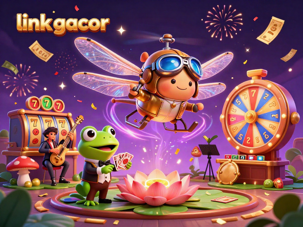 Experience winning excitement with link gacor at the dynamic lily pad casino featuring vibrant characters and gaming elements.