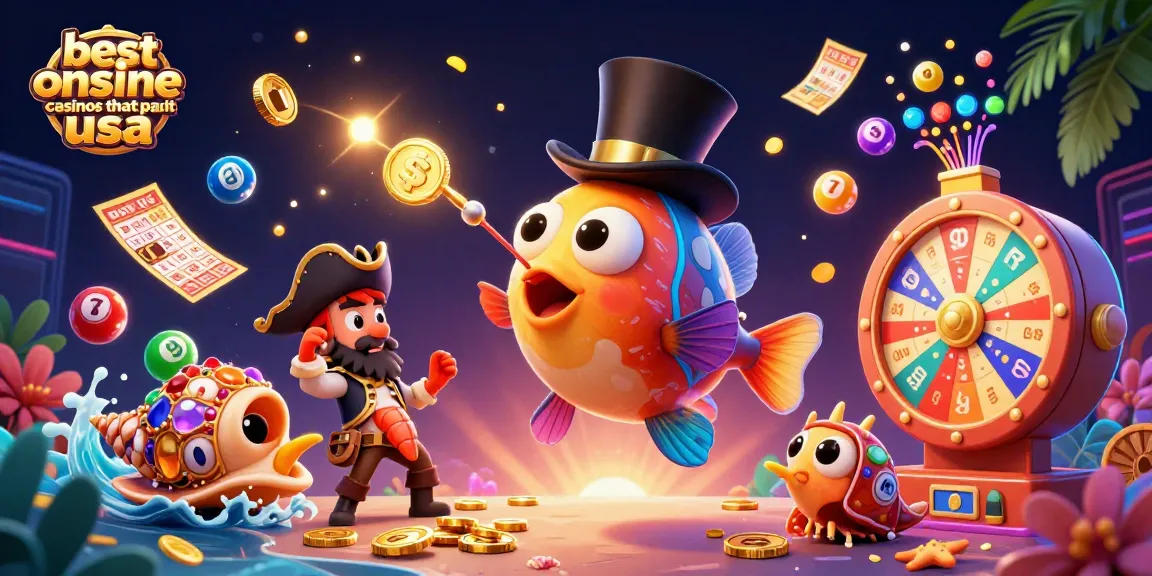 Attract golden coins with the best online casinos that payout usa showcased in vibrant casino-themed illustration.