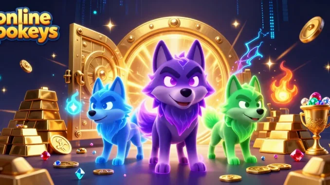 Experience thrilling online pokies with ghostly wolves amid treasure and vibrant energy.